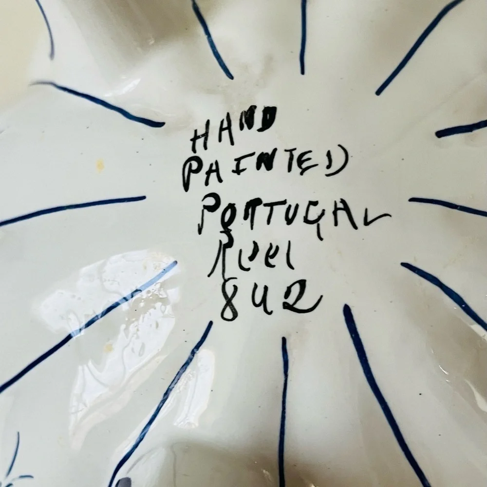 Hand Painted Footed Blue/white Ceramic Bowl Portuguese